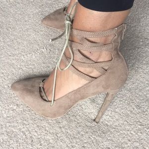 Tan suede heels